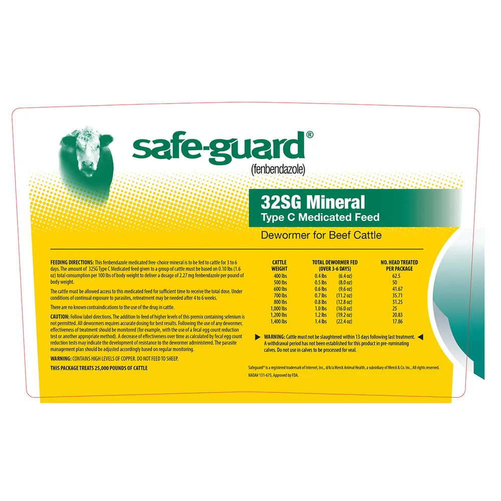 Safe-Guard 32SG Mineral Type C Medicated Dewormer Beef Cattle Feed 3 Safe-Guard 32SG Mineral Type C Medicated Dewormer Beef Cattle Feed - Image 3